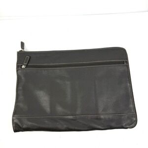 Vintage Levenger Briefolio Bomber Jacket Dark Brown Leather Computer Case Large